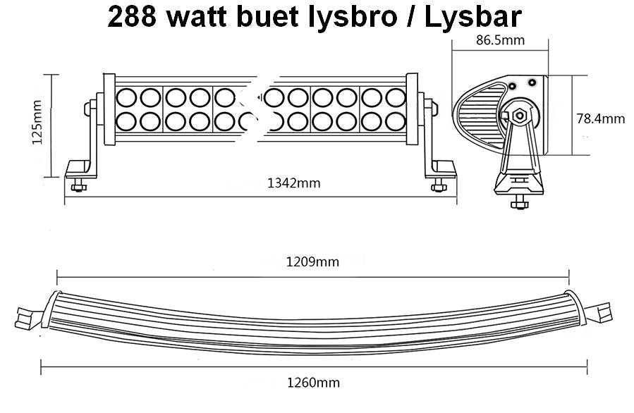 Buet LED Lys bro / lys bar 12/24 volt 120 - 180 - 240 - 300 watt
