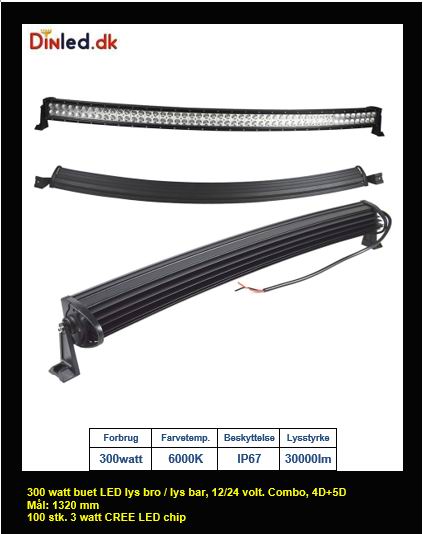 Buet LED Lys bro / lys bar 12/24 volt 120 - 180 - 240 - 300 watt