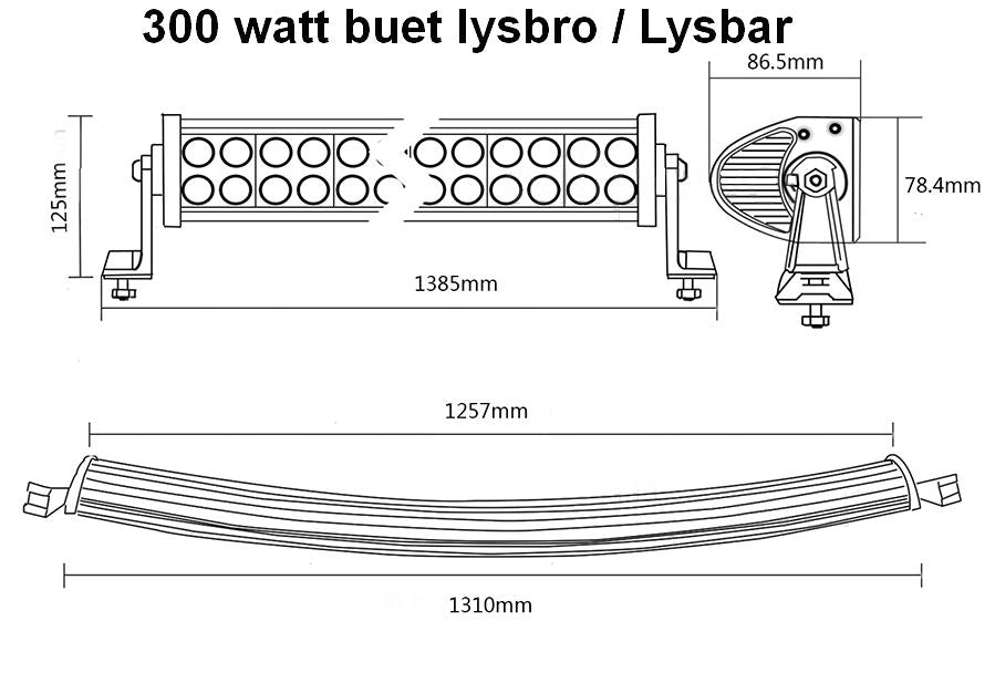 Buet LED Lys bro / lys bar 12/24 volt 120 - 180 - 240 - 300 watt