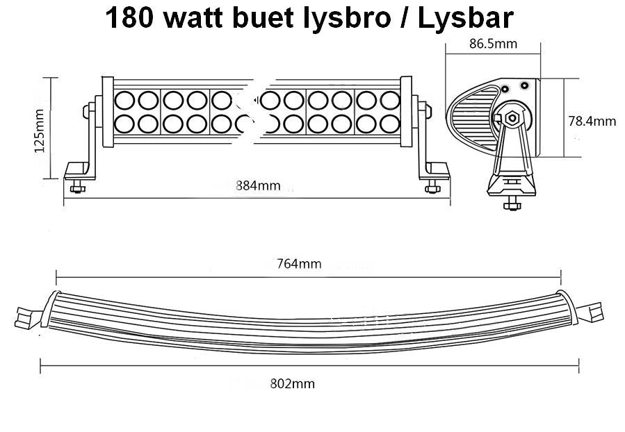 Buet LED Lys bro / lys bar 12/24 volt 120 - 180 - 240 - 300 watt