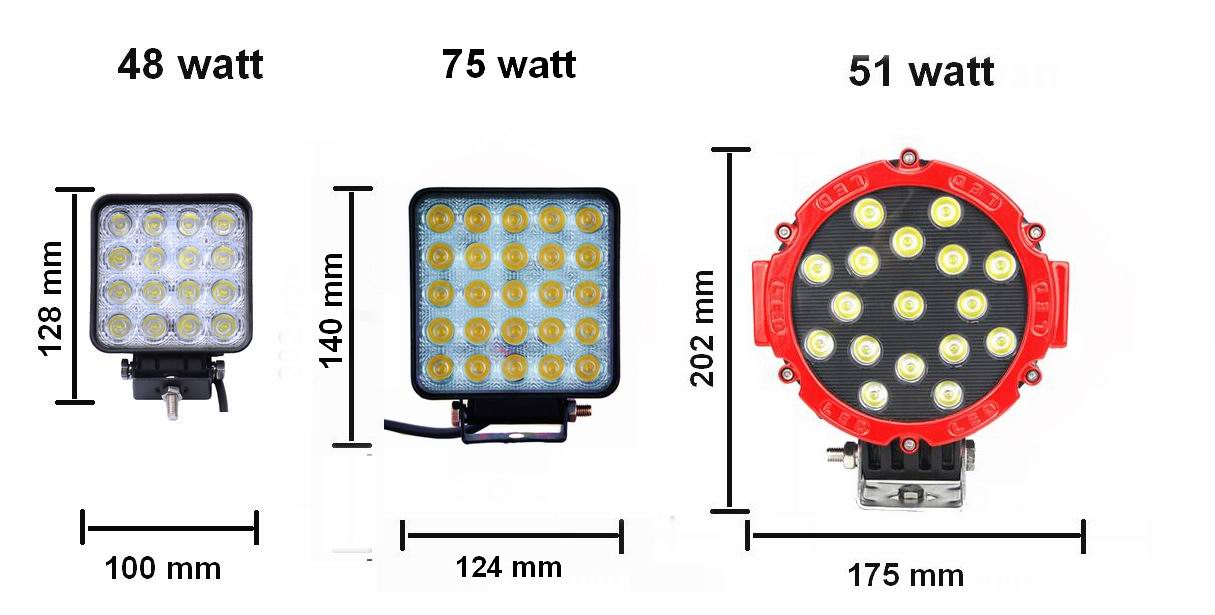 Designer LED køretøjs projektører 51watt 12/24 volt - SPOT