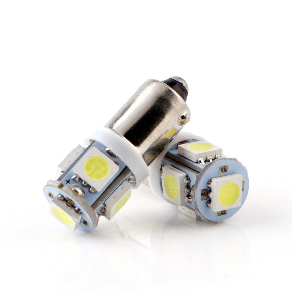 BA9S Pærer med 5 LED - sæt m. 2 stk. - 12v