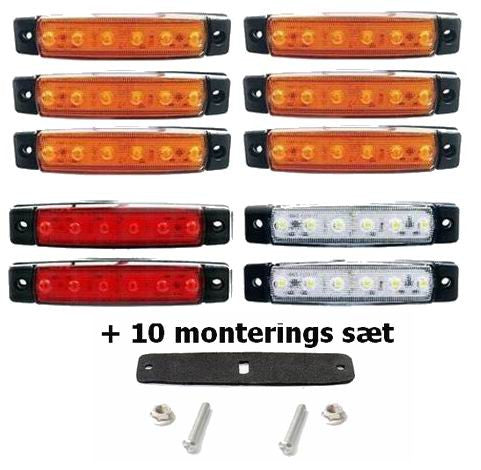 6 LED markeringslygte, 24v, 10 stk.