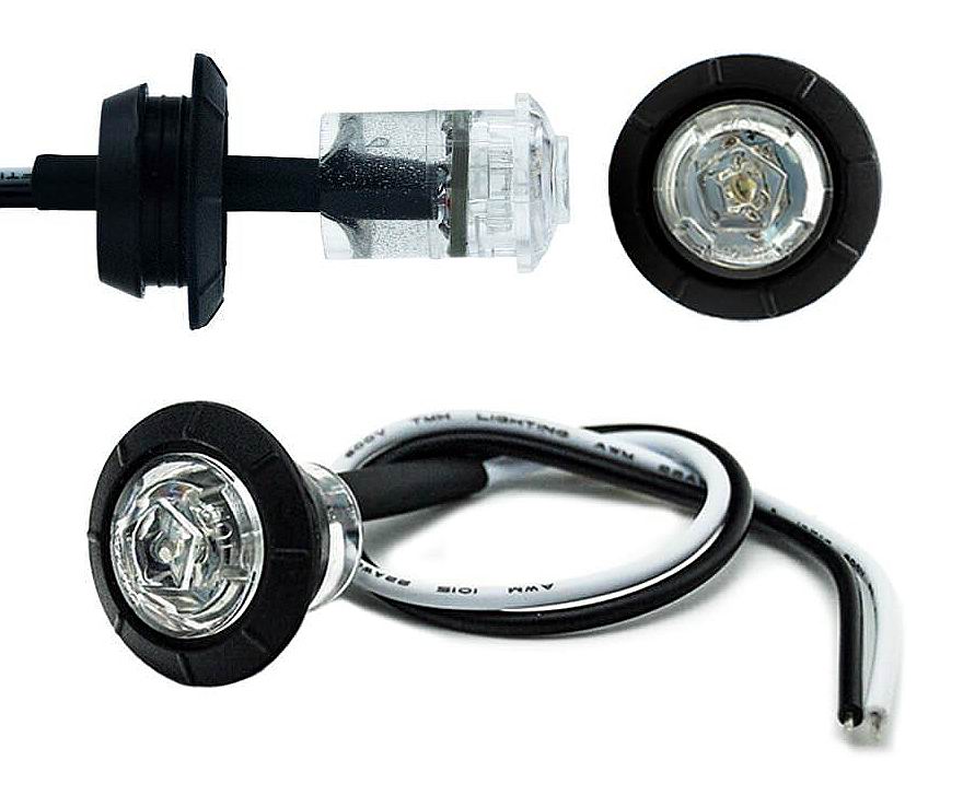 Rund LED markeringslygte, 12v  sæt med 10 stk