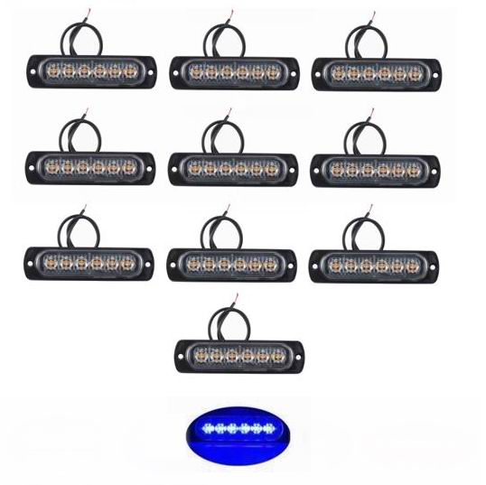 6 LED Markeringslys 12v - Kraftig model - 10 stk
