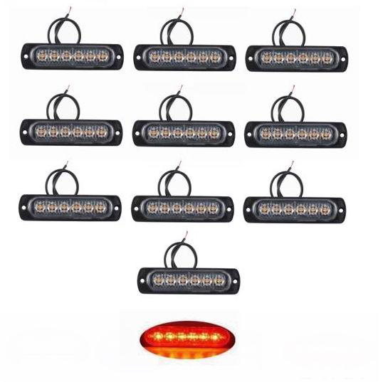 6 LED Markeringslys 12v - Kraftig model - 10 stk
