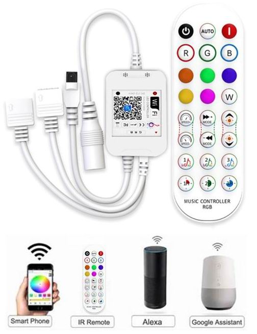 LED WIFI controller til RGB strips med musik styring + Google Home + Alexa