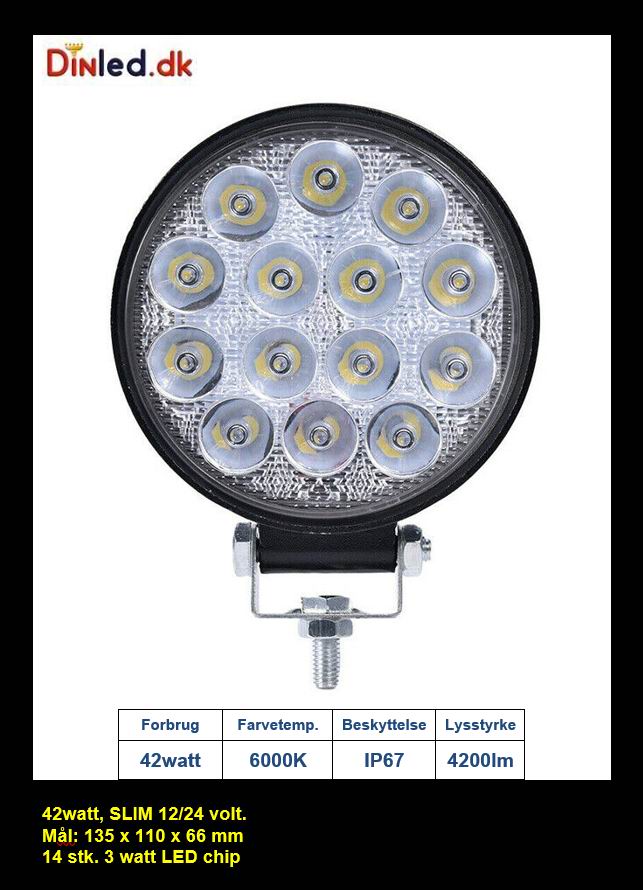 LED køretøjs projektør 42 watt 12/24 volt