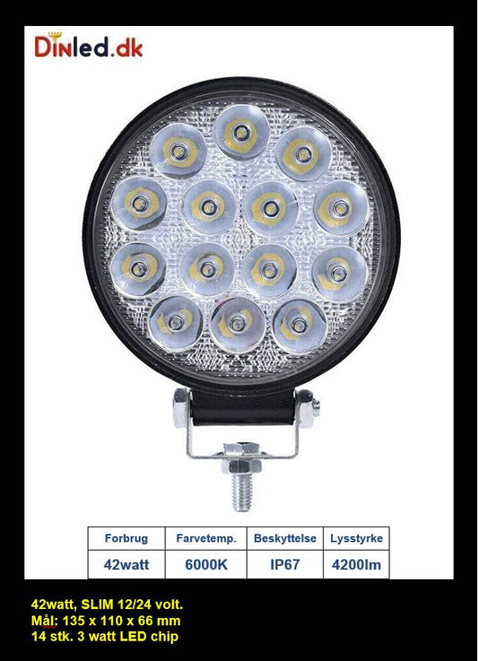 LED køretøjs projektør 42 watt 12/24 volt