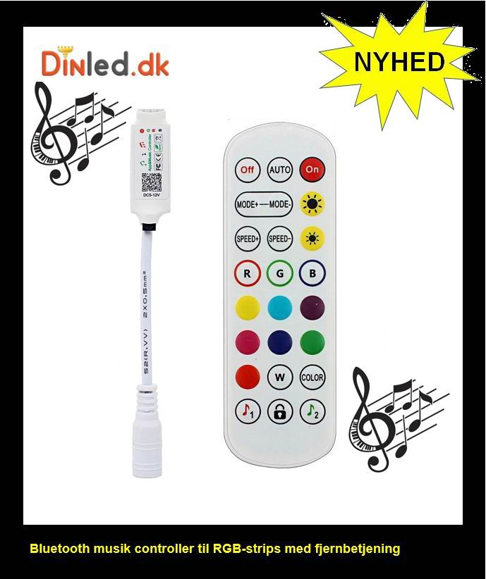 RGB Bluetooth MUSIK controller med fjernbetjening